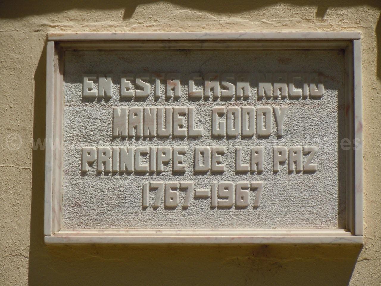 Placa en la Casa de Manuel Godoy (Badajoz)